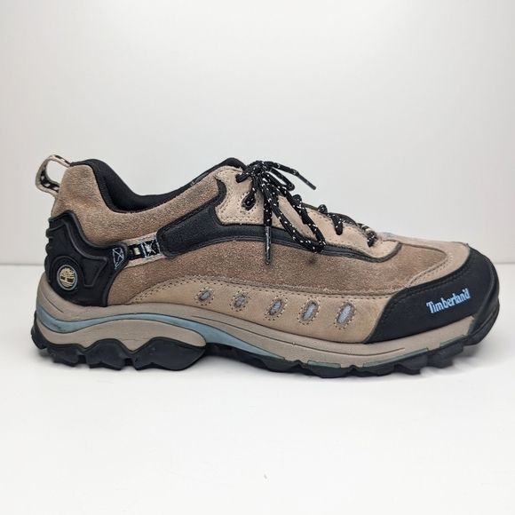 Timberland hiking athletic shoe lace up suede leather tan black women's size 10 - Picture 1 of 8